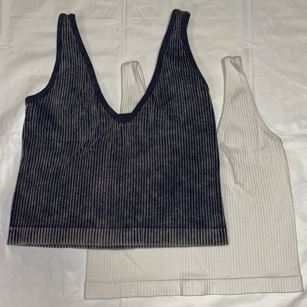 Aura Ribbed Tank Top Duo - Navy and White